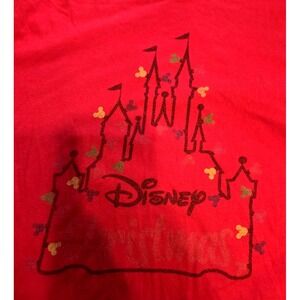Disney Christmas T-Shirt Women 2XL Red Short Sleeve Bella Canvas  Line Drawing‎